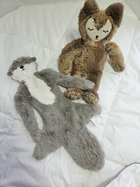 Slumberkins Fox Kin Retired Discontinued Tan Werewolf Gray Sloth Nursery Decor